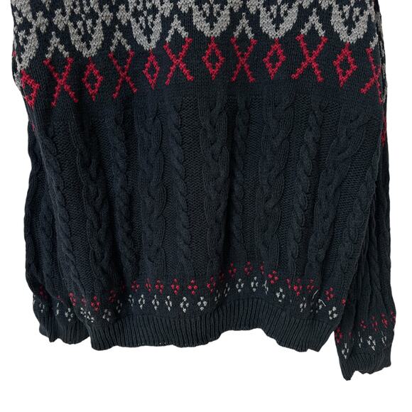 Vintage Eddie Bauer Sweater Navy Blue Red Gray Chunky Knit Men's Size Tall XL - Picture 7 of 9